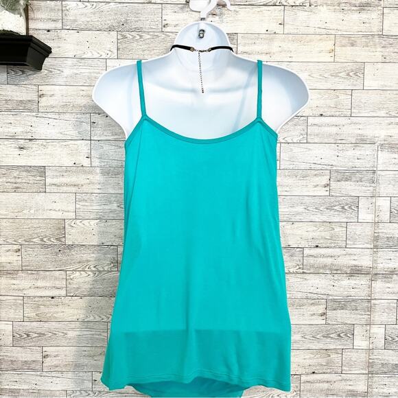 NEW YORK & COMPANY Blue-Green Tank Top W/ Chiffon Overlay, M - Picture 6 of 8
